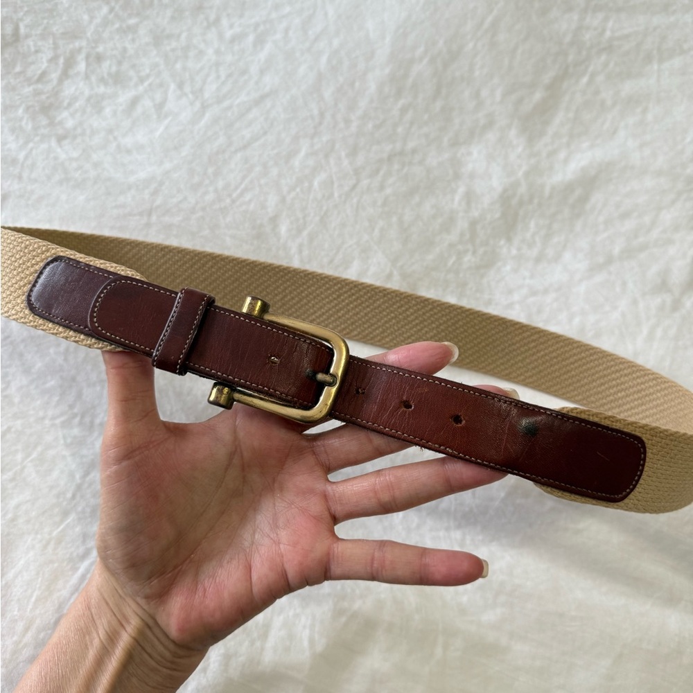 Vintage Dooney & Bourke | SZ 34-36 | Woven & Leather Belt Solid Brass Buckle